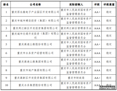 重庆市地方政府投融资平台转型发展评价排名公布
